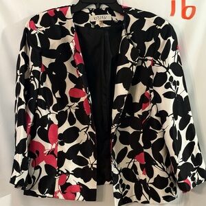Kasper Women's Black and Pink Leaf Print Blazer